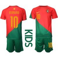 Otroški Nogometni dresi Portugalska Bernardo Silva #10 Domači SP 2022 Kratek Rokav (+ Kratke hlače)